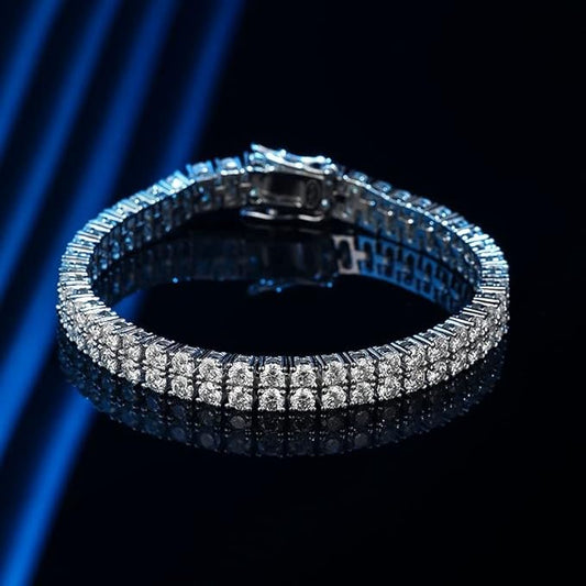 Moissanite Tennis Bracelet Double Row 3mm