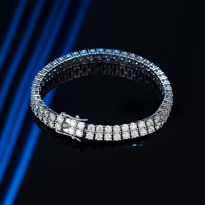 Moissanite Tennis Bracelet Double Row 3mm