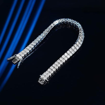 Moissanite Tennis Bracelet Double Row 3mm