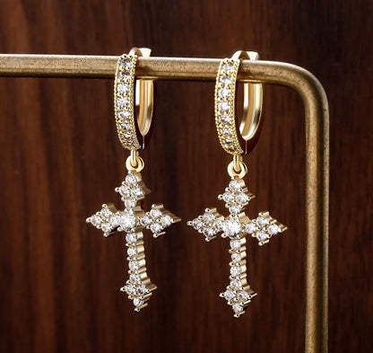 Cross earrings 14k Gold