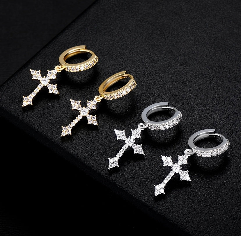 Cross earrings 14k Gold