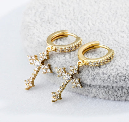 Cross earrings 14k Gold