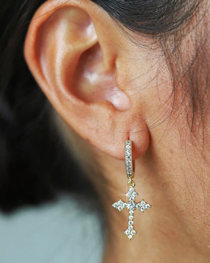 Cross earrings 14k Gold