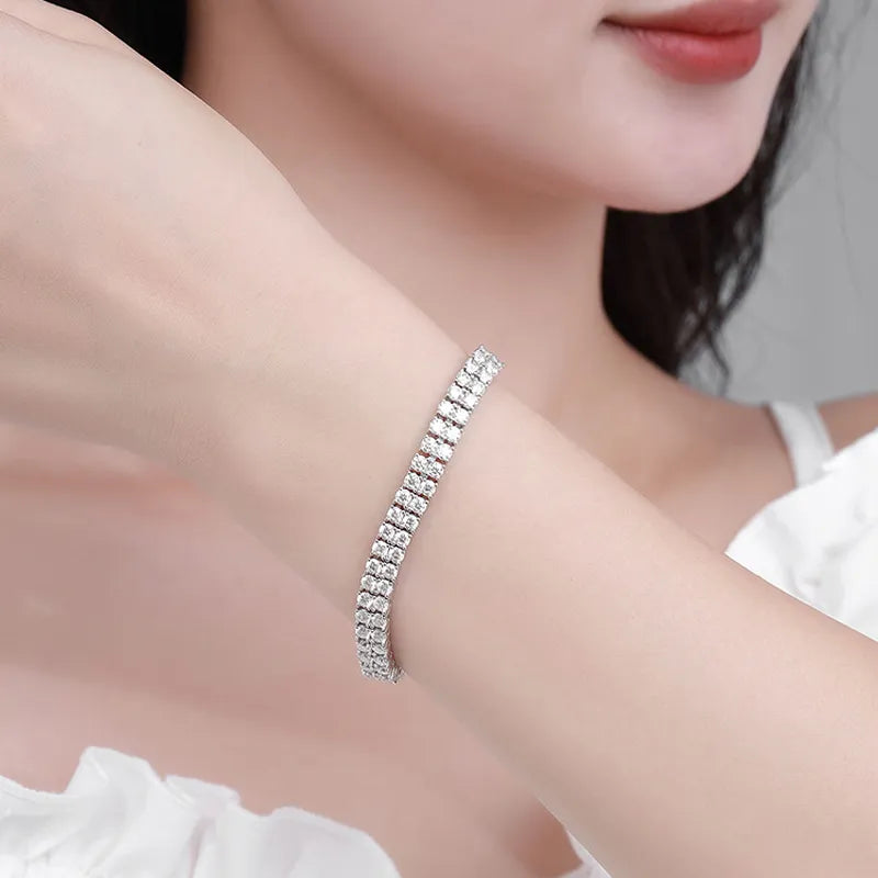 Moissanite Tennis Bracelet Double Row 3mm