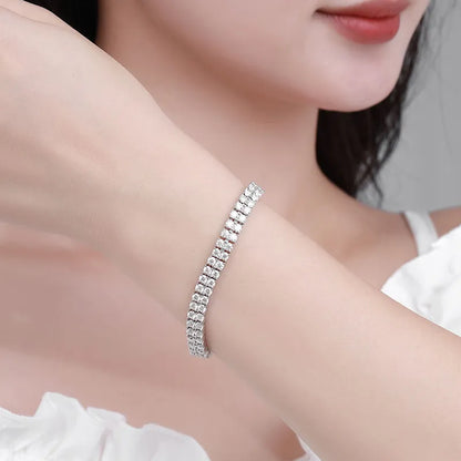 Moissanite Tennis Bracelet Double Row 3mm